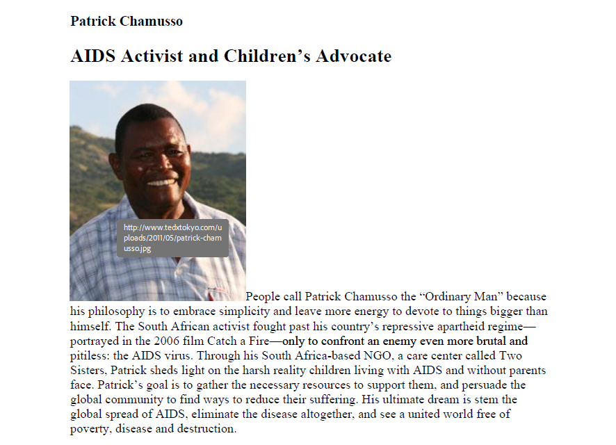 Patrick Chamusso - AIDS activist and children’s advocate